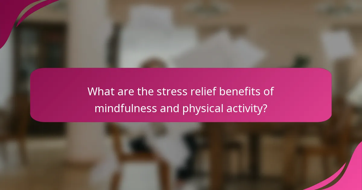 What are the stress relief benefits of mindfulness and physical activity?